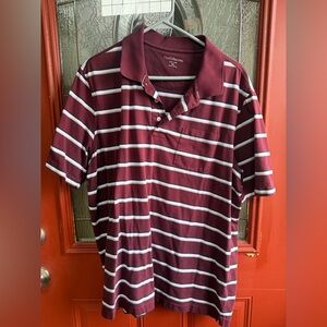 croft & barrow Burgundy and White Striped Polo